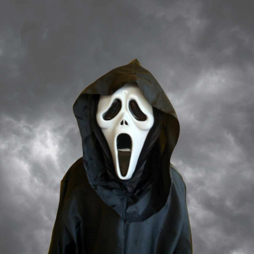 Imagem 2 de 5 de Túnica Pânico Preta Infantil Com Capuz Fantasia Halloween