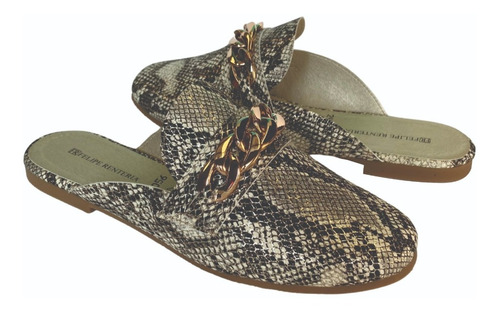 Imagen 5 de 9 de Zapato Flat Dama Felipe Rentería Mule Con Cadena