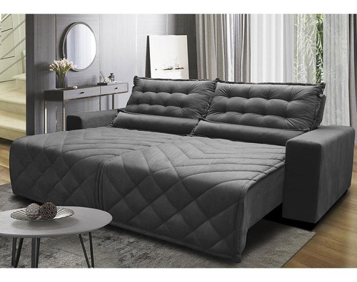 Sofá 2,62m Retrátil E Reclinável Cama Inbox Plus Cinza