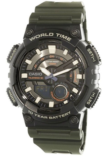 Reloj Casio Aeq110w-3 World Time Telememo  Somos Tienda 