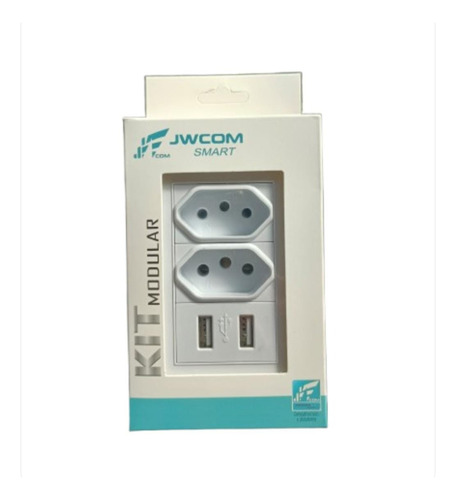 Kit C/4 Tomada 10/20 Ampêres Modular Dupla 2 Usb Carregador Branco