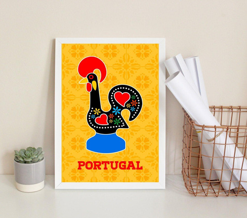 Quadro Decorativo Galo Barcelos- Portugal 33x24cm - Vidro