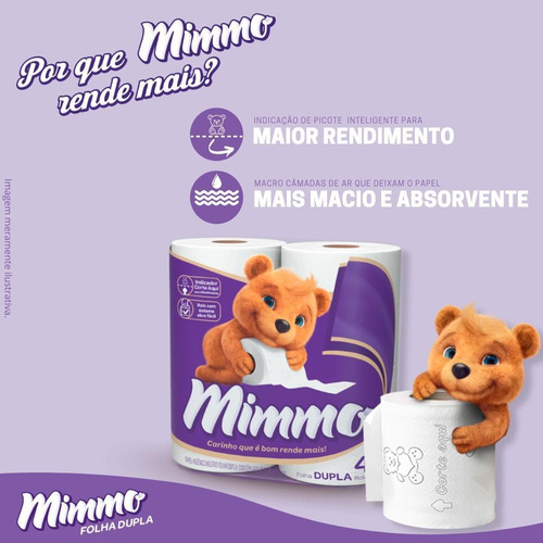 Imagem 2 de 4 de Papel Higiênico Folha Dupla 30m Leve 16 Pague 15 Mimmo