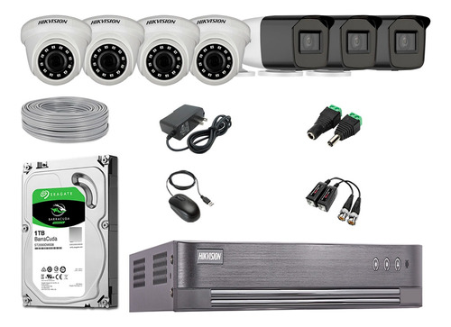 Cámaras Seguridad Kit 7 Hikvision Full Hd 1tb 40m Varifocal