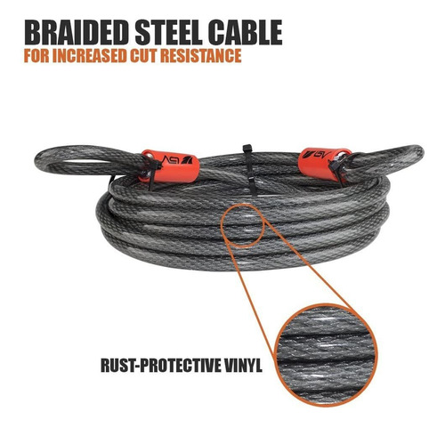 Bv Cable De Acero De Seguridad De 30 Pies Con Bucles, Cable