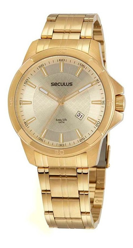 Relógio Seculus Dourado Masculino Casual 20998gpsvda3