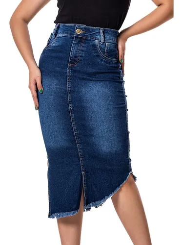 Saia Jeans Midi Evang lica Z per Lateral Anagrom Ref.177