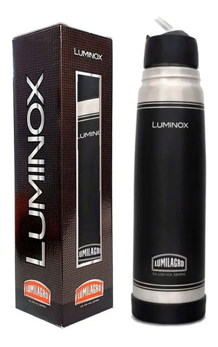 Termo Lumilagro Luminox Negro De Acero Inoxidable 1 L