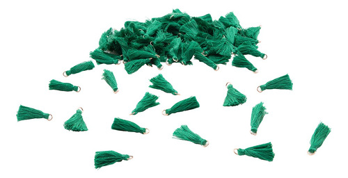 100 Mini Borlas Con Argolla Bisuteria Color Verde Os 3,5 Cms