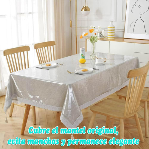 Mantel Protector Mesa Transparente Impermeable Rectangular
