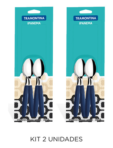 Kit 2 Cucharas Té Plástico 12 Piezas Azul Ipanema-tramontina