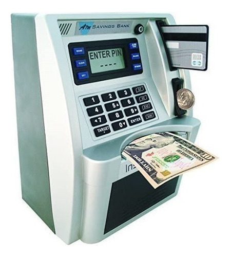 Atm Alcancia Digital Mini Cajero Automatico Para Ahorro Color Gris