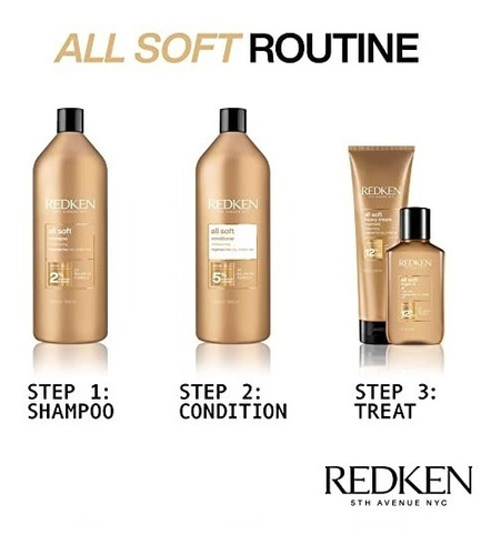 Shampoo 1000ml+ Condition+mascarilla+ Aceite Redken All Soft