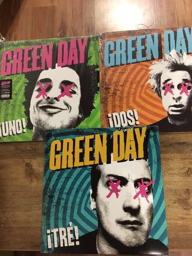 Green Day Lote 3 Vinilos Uno Dos Tre Usados Impecables
