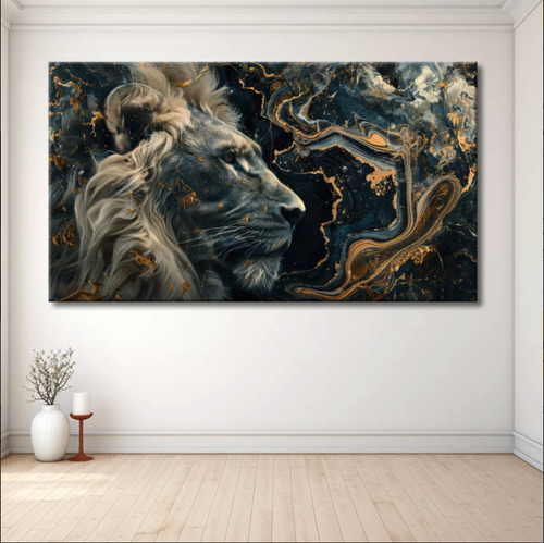 Cuadro Leon Abstracto Artistico Canvas Animales 130x90 A1