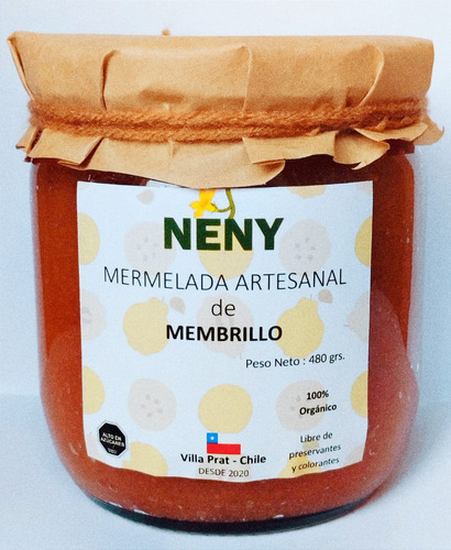 Mermelada Artesanal De Membrillo, Frasco De 480 Grs, Neny