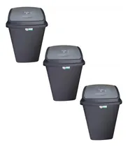 Comprar Cesto Para Basura Negro Con Tapa Balancin 50 Litros 3 Piezas