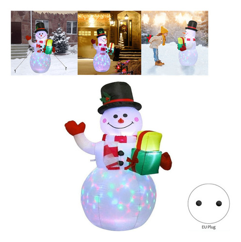 1×mono De Nieve Inflable Navideños Con Niños Luz Led Muñecos