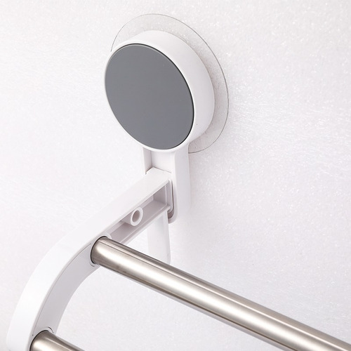 Imagen 5 de 10 de Porta Toalla Toallero Perchero Doble Barra Baño Adhesivo 5kg