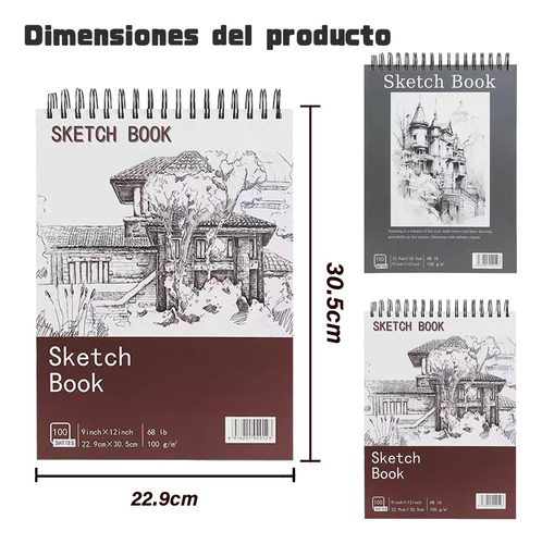 Cuaderno A4+ De Boceto Y Dibujo 400 Páginas Blank Sketchbook Color Gris Y Marrón
