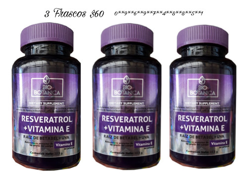 Resveratrol + Vitamina E Promocion 3 Frascos 