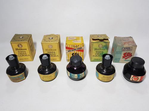 Imagen 4 de 10 de Antiguos Frascos Tinta Colección Originales Lote Mag 59077