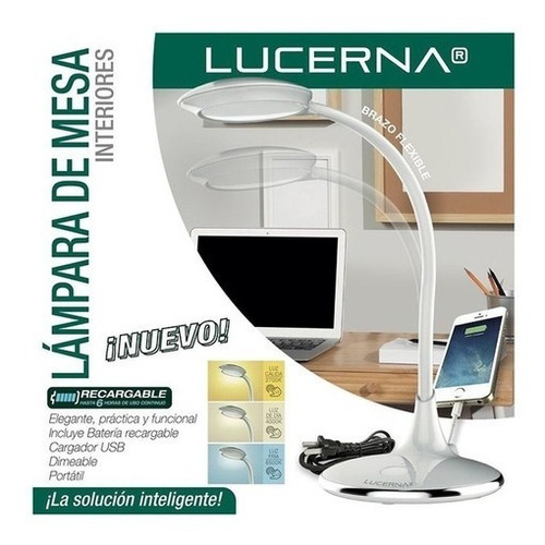 Lampara Escritorio Recargable Led + Usb 3 Tonos Flex Lucerna