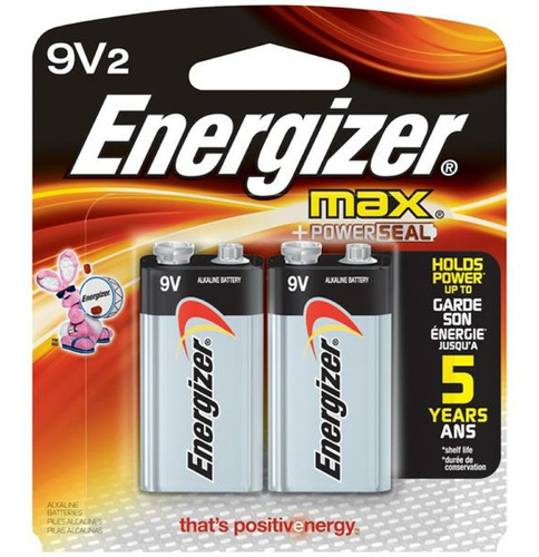 Pila Batería Alcalina Desechable Cuadrada Energizer 9v 2 Pza