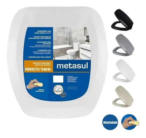 Assento Sanitário Almofadado Retangular Metasul Branco Incepa Thema