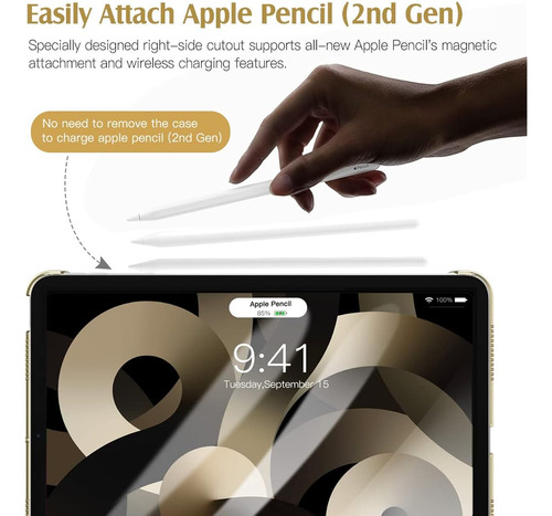 Funda Para iPad Air 4 10.9 Carga Lapiz Apple Dorado Timovo