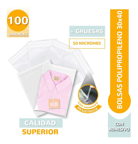 Imagen 2 de 10 de Bolsas Polipropileno Celofan Con Adhesivo 30x40+5 X 100u