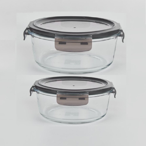 Kit 6 Recipientes Vidrio Pirex Horno Microondas Frezzer Color Gris