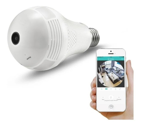 Imagen 3 de 8 de Foco Lámpara Led Cámara Espía 360° Wifi Sonido Sensor Alarma