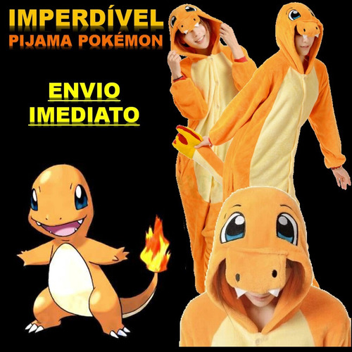 Fantasia Charmander Pijama Pokemon Cosplay  Pronta Entrega