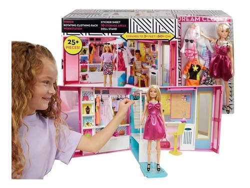 Barbie Dream Closet De Ensueño Portatil Muñeca Y Accesorios