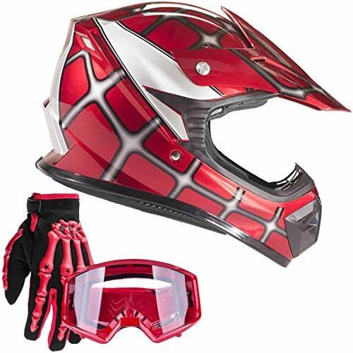 Set Infantil Para Motocross Con Casco, Guantes Y Gafas.