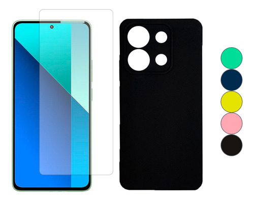 Protector Case Silicona Para Xiaomi Note 13 4g + Vidrio 9h