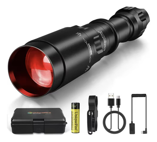 Lanterna De Caça Lente Fresnel Led Vermelho Dimer