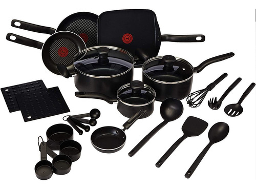 Bateria De Cocina Antiadherente Color Negro 20 Piezas Tfal 