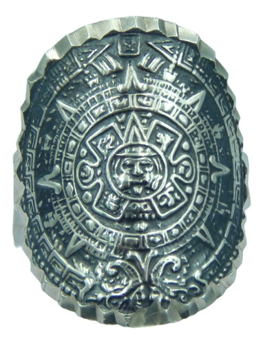  Elegante Anillo De Plata De Sol Azteca- Brilla Como El Sol 