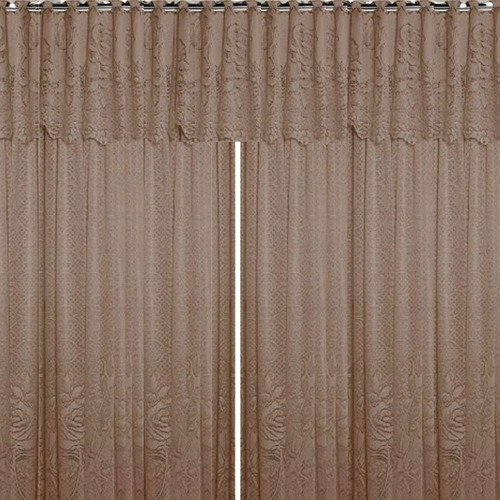 Cortina De Renda Sala Interlar 350x220 Cm Roseiral Desert Cor Marrom-claro