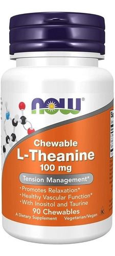 L-theanine, L Teanina 100mg, 90masticables, Now,