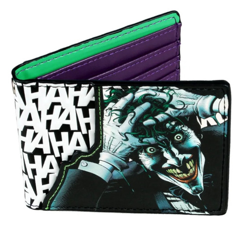 Billetera Negra Tarjetero Joker Dc Comics Cuero Pu