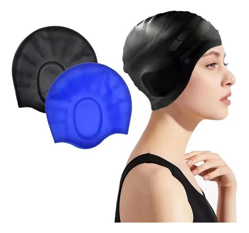 2pcs Gorros Natación Para Adultos Silicona Flexible Unisexo