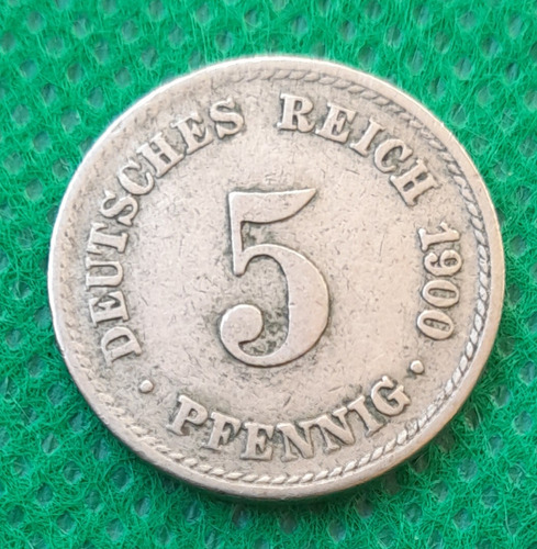 Moneda Alemana De 5 Pfennig, Año 1900, Excelente Estado