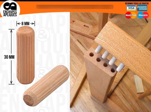 Imagen 2 de 6 de Tarugo Madera 8x30mm Pack X 100 - Unidad a $110