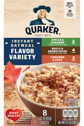 Avena Instantánea Quaker Variedad De Sabor, 8 Sobres