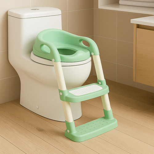 Troninho Assento Redutor Infantil Sanitário Com Escada Verde