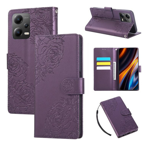 Funda De Piel Estampada Con Flores Para Xiaomi Poco X5/xiaom