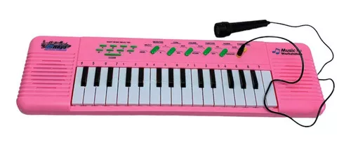 Teclado Piano Musical Educativo Brinquedo Infatil com 13 Teclas  Interatiuvas (Rosa)